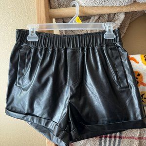 Black feux leather shorts